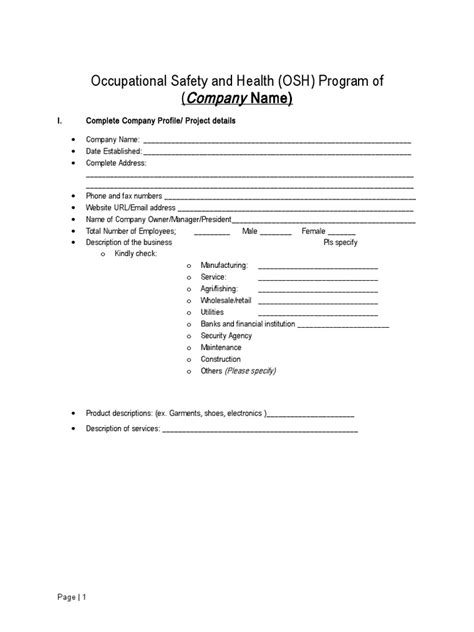 dole osh program template